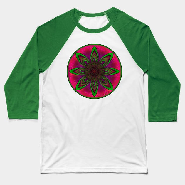 Cosmic Flower Baseball T-Shirt by Patchwork Bird
